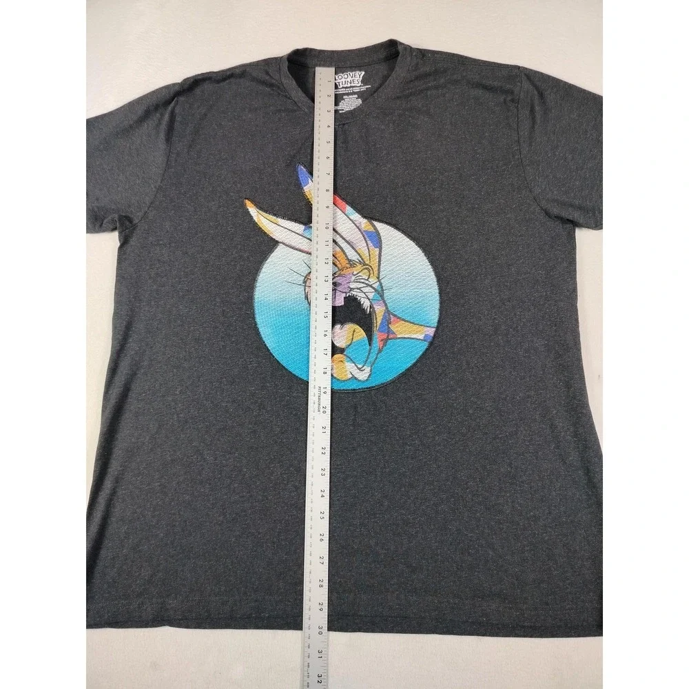 Looney Tunes Bugs Bunny Shirt Mens 2XL Gray Scream Graphic Tee Cartoon Casual